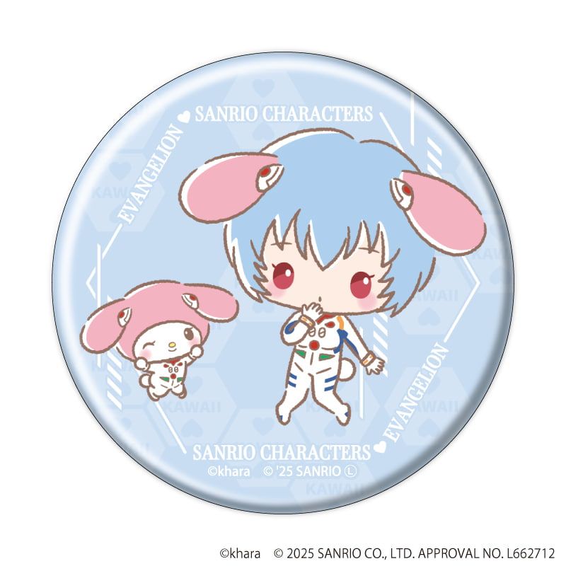 缶バッジ「エヴァンゲリオン×サンリオキャラクターズ」01/トレーディング(7種)(コラボイラスト)