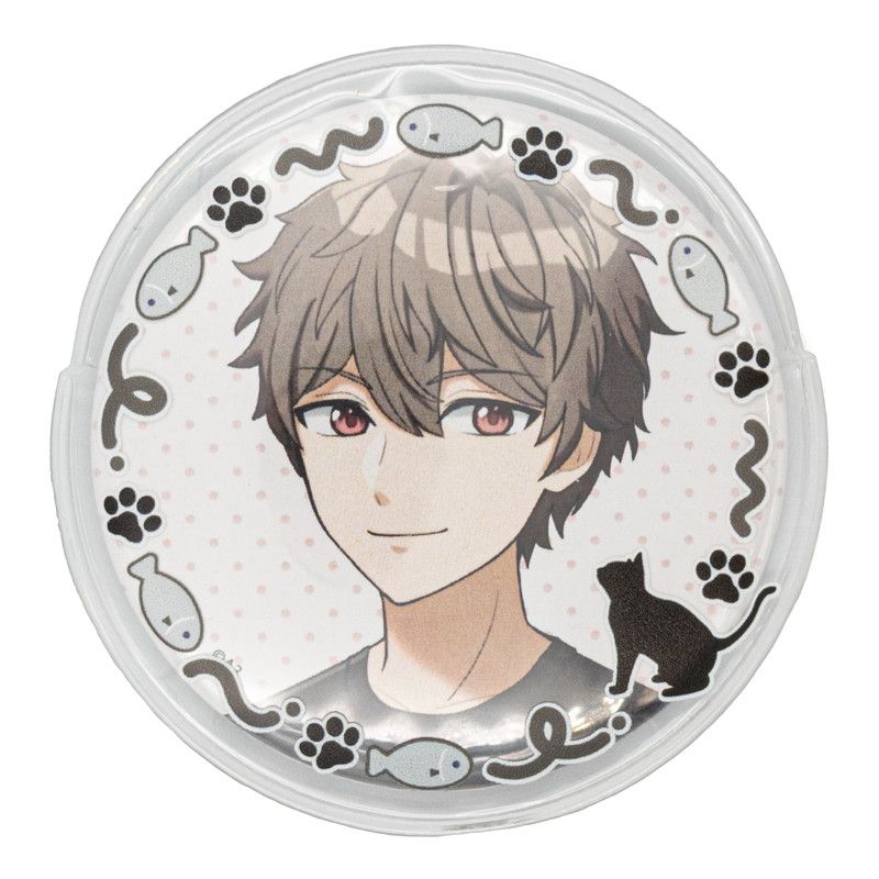 57mm缶デコカバー172/猫とお魚(ブラック)【推し活】