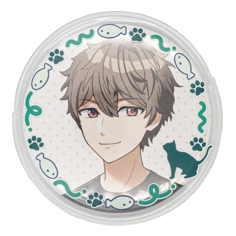 57mm缶デコカバー170/猫とお魚(グリーン)【推し活】