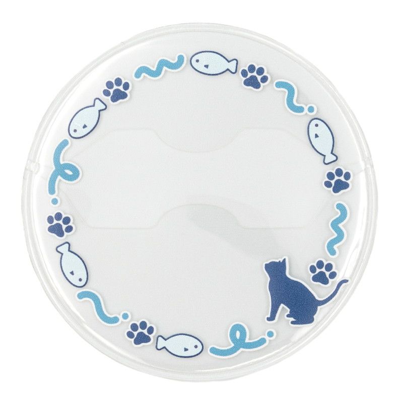57mm缶デコカバー169/猫とお魚(ブルー)【推し活】