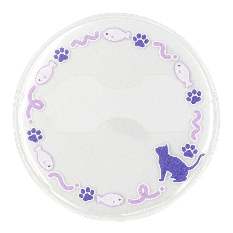 57mm缶デコカバー168/猫とお魚(パープル)【推し活】