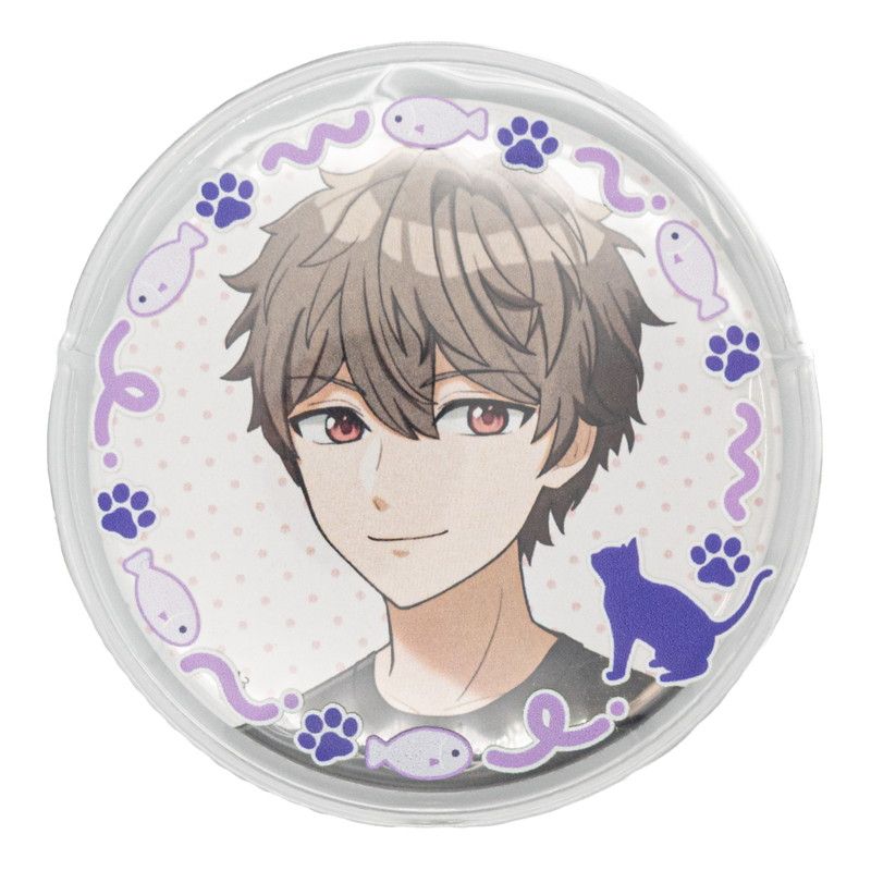 57mm缶デコカバー168/猫とお魚(パープル)【推し活】