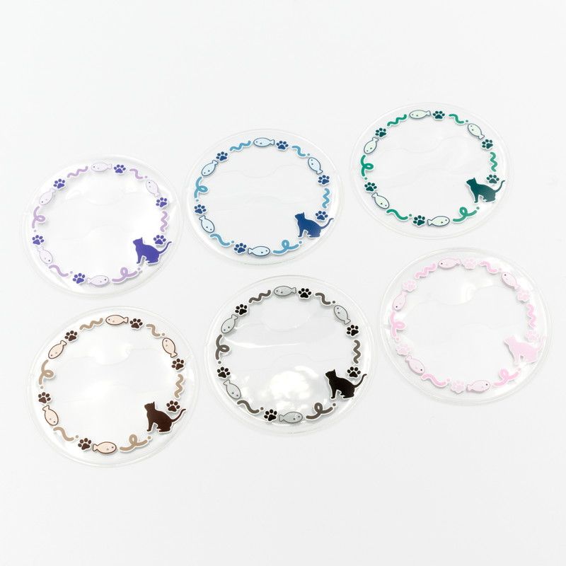 57mm缶デコカバー168/猫とお魚(パープル)【推し活】