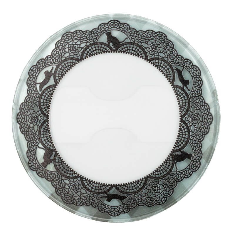 57mm缶デコカバー166/猫柄レース(ブラック)【推し活】