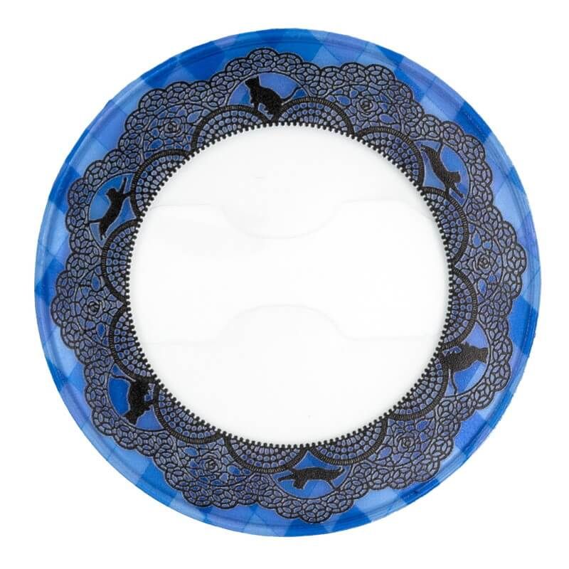 57mm缶デコカバー164/猫柄レース(ブルー)【推し活】