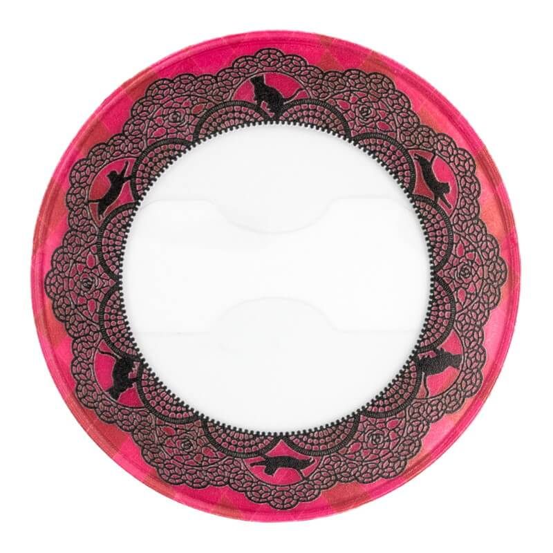 57mm缶デコカバー163/猫柄レース(レッド)【推し活】