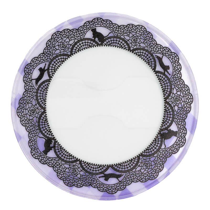 57mm缶デコカバー162/猫柄レース(パープル)【推し活】