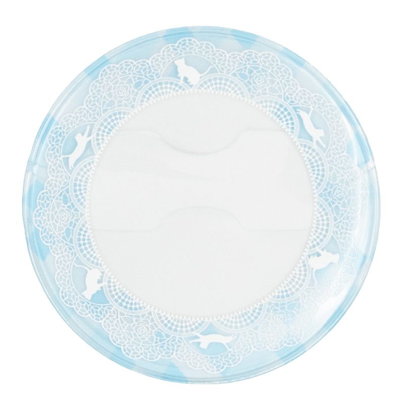 57mm缶デコカバー159/猫柄レース(ライトブルー)【推し活】