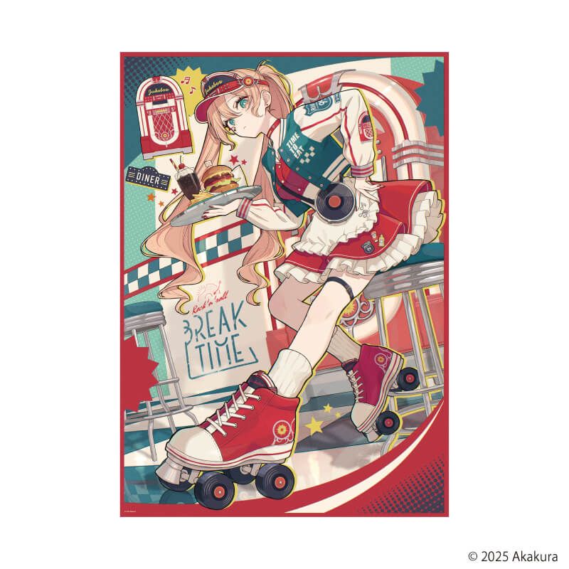 A3クリアポスター「赤倉個展『BREAK TIME』」02/サブビジュアル(描き下ろしイラスト)