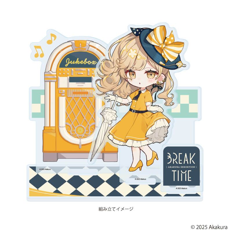 アクリルジオラマ「赤倉個展『BREAK TIME』」01/レコード(描き下ろしイラスト)