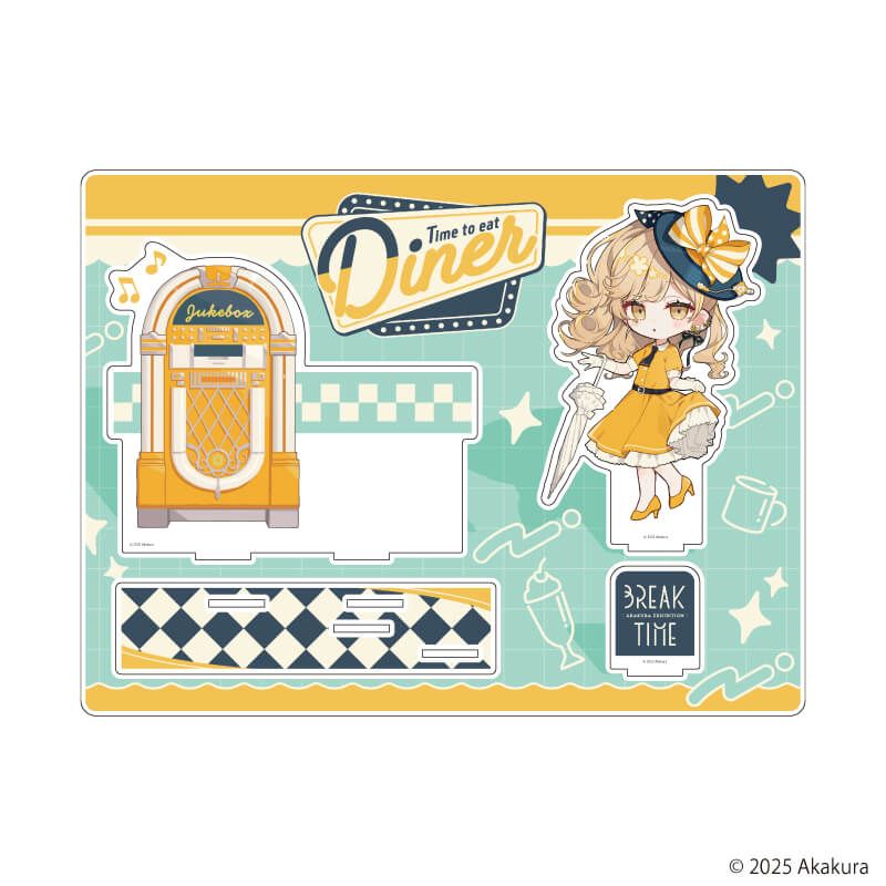 アクリルジオラマ「赤倉個展『BREAK TIME』」01/レコード(描き下ろしイラスト)