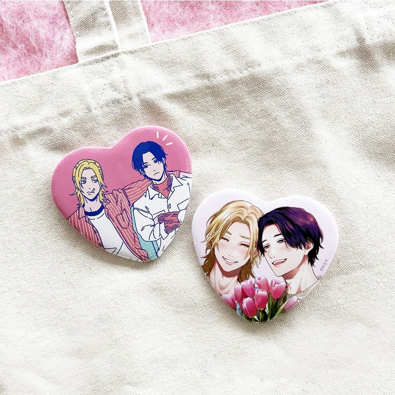 幸せを感じる大きなハート缶バッジ CANDY