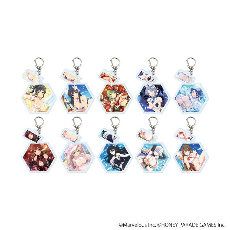 パイ付きアクリルキーホルダー「シノビマスター 閃乱カグラ NEW LINK」04/コンプリートセット(全10種)(公式イラスト)