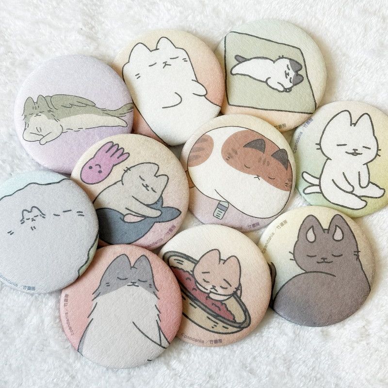 ゴロゴロ…ふわふわトレーディング缶バッジ（ねこようかい）