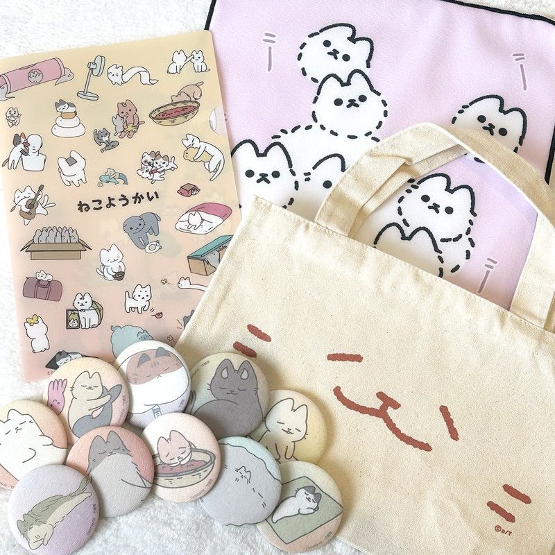 ゴロゴロ…ふわふわトレーディング缶バッジ（ねこようかい）