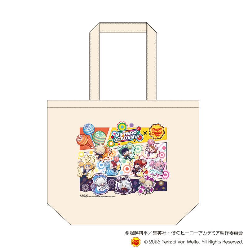 キャンバスデイリートート「アニメ 『僕のヒーローアカデミア』×チュッパチャプス」01/集合デザイン(ミニキャライラスト)