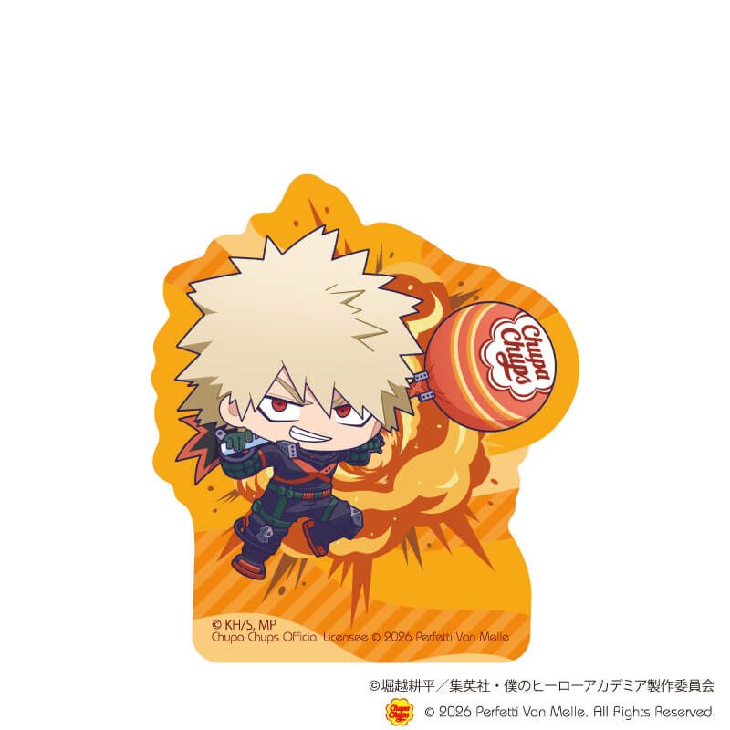 ダイカットステッカー「アニメ 『僕のヒーローアカデミア』×チュッパチャプス」02/爆豪　勝己(ミニキャライラスト)