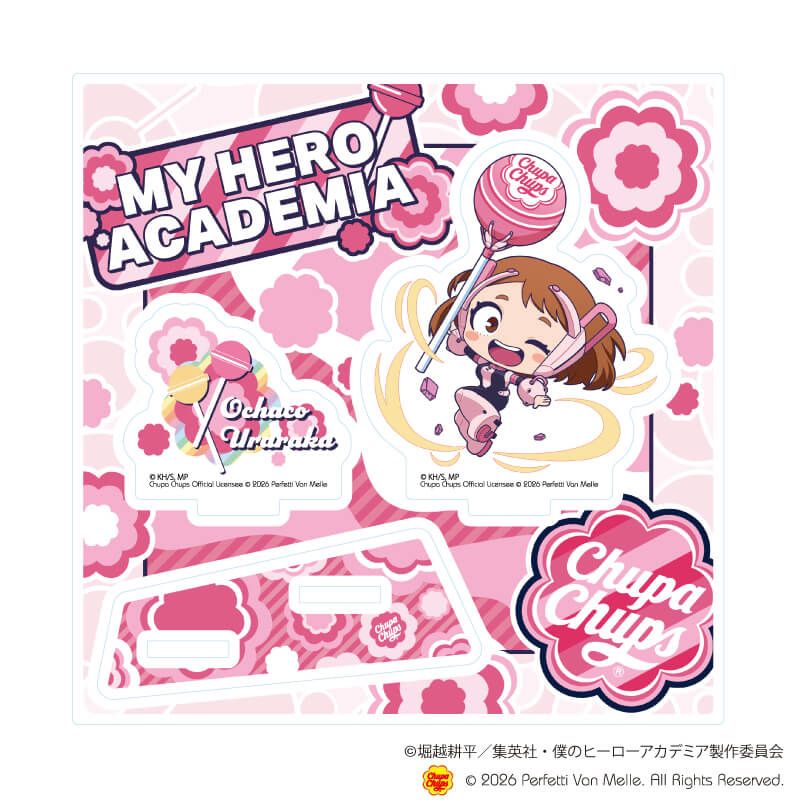 アクリルスタンドプレート「アニメ 『僕のヒーローアカデミア』×チュッパチャプス」03/麗日　お茶子(ミニキャライラスト)