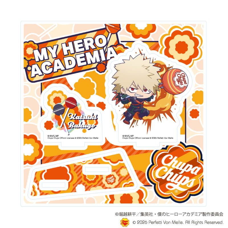 アクリルスタンドプレート「アニメ 『僕のヒーローアカデミア』×チュッパチャプス」02/爆豪　勝己(ミニキャライラスト)
