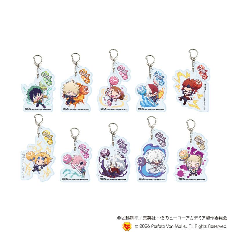 パーツ付きアクリルキーホルダー「アニメ 『僕のヒーローアカデミア』×チュッパチャプス」01/コンプリートセット(全10種)(ミニキャライラスト)