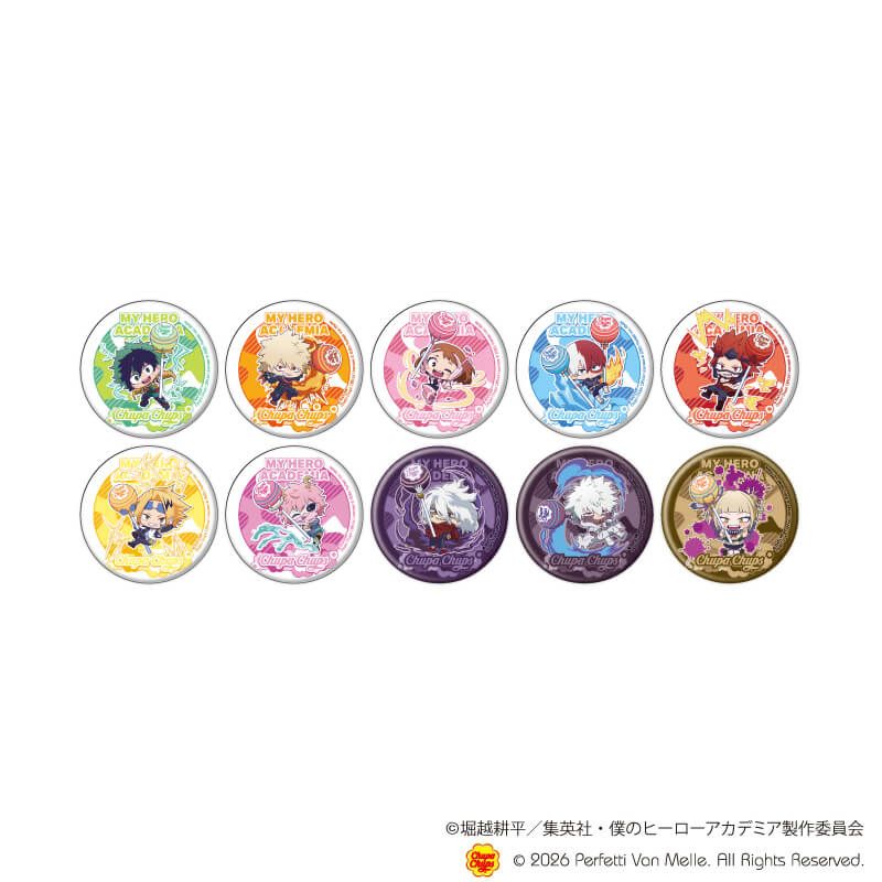 缶バッジ「アニメ 『僕のヒーローアカデミア』×チュッパチャプス」01/コンプリートセット(全10種)(ミニキャライラスト)