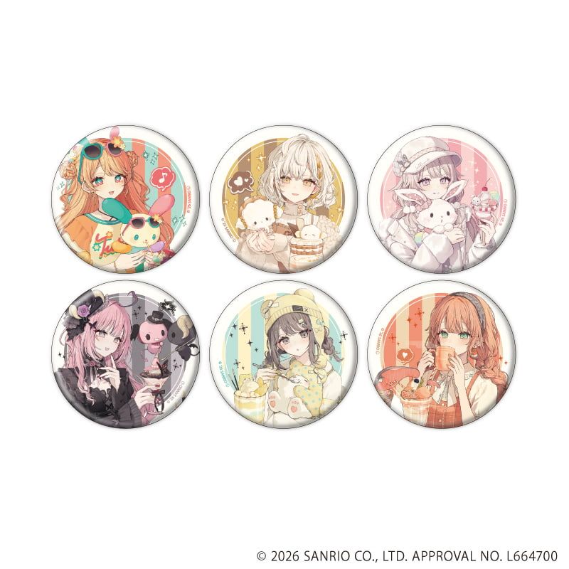缶バッジ「赤倉×サンリオキャラクターズ」06/コンプリートセット(全6種)(コラボイラスト)