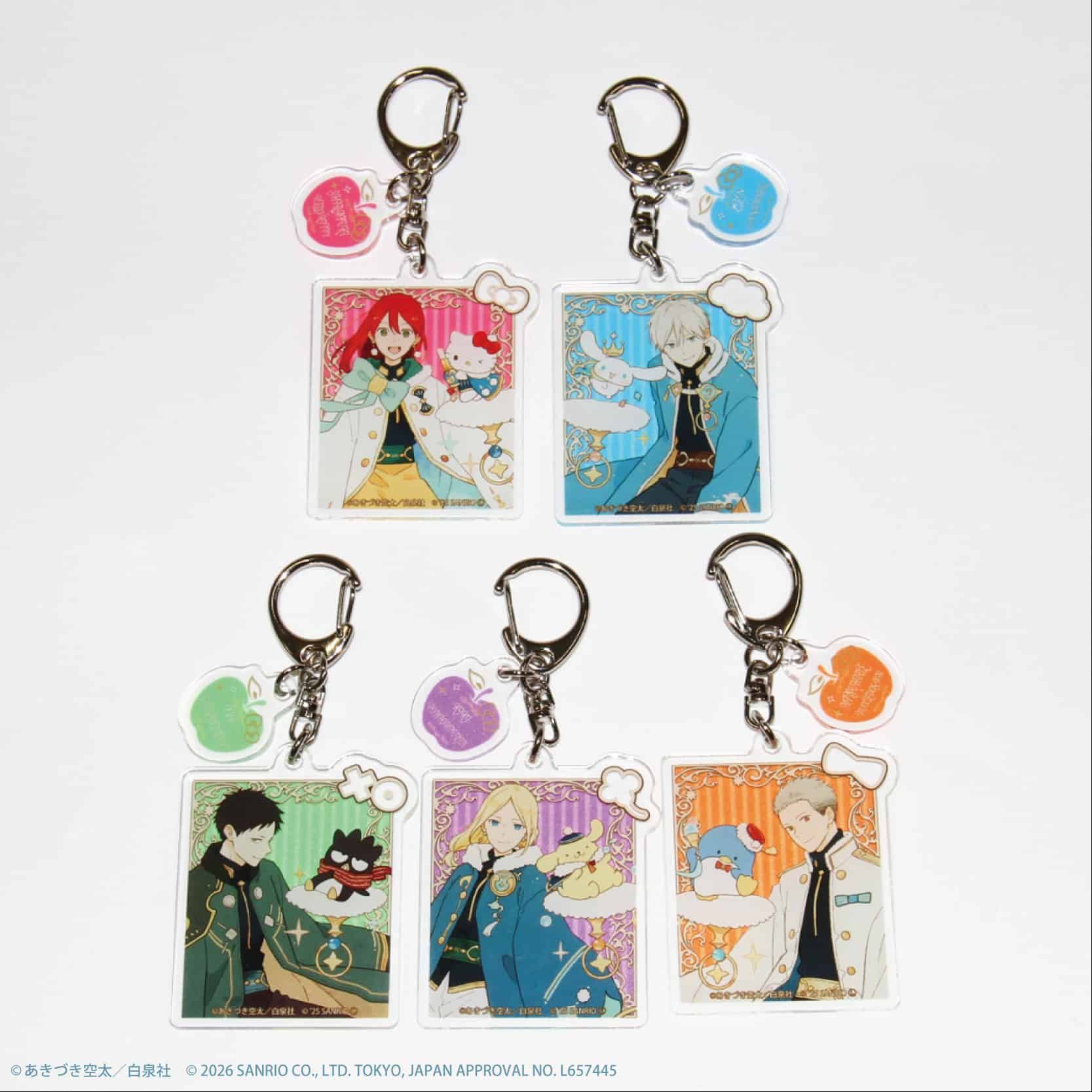 パーツ付きアクリルキーホルダー「赤髪の白雪姫×サンリオキャラクターズ」01/ブラインド(5種)(コラボイラスト)