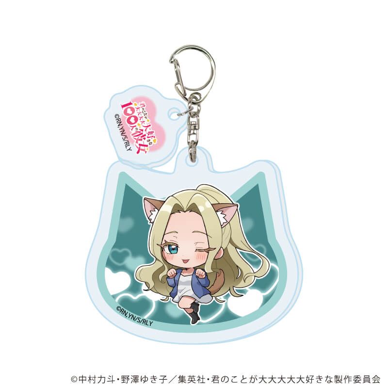 パーツ付きアクリルキーホルダー「君のことが大大大大大好きな100人の彼女」12/美杉美々美 猫ver(ミニキャライラスト)