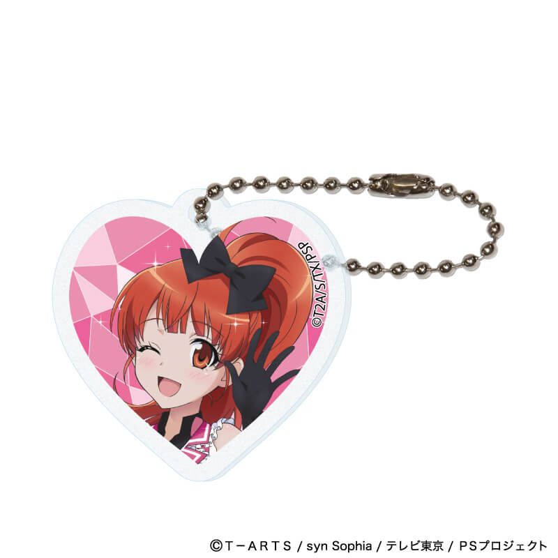 ハート形アクリルキーホルダー(ラメ入り)「プリティーシリーズ」01/コーデアレンジver. コンプリートセット(全7種)(描き下ろしイラスト)