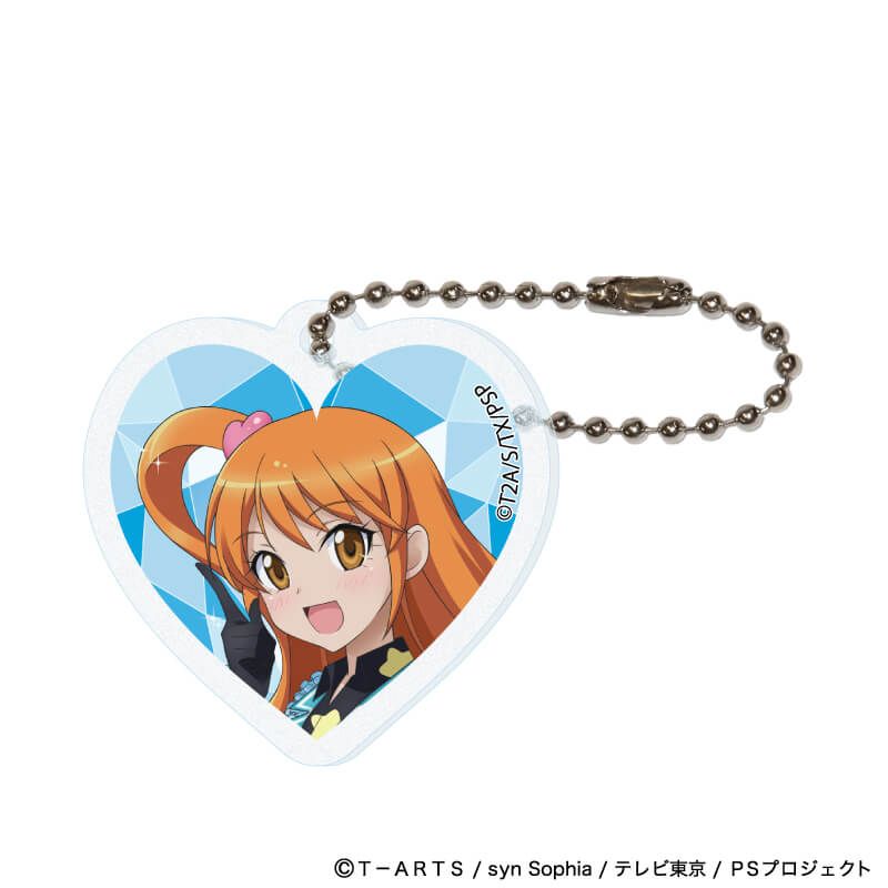 ハート形アクリルキーホルダー(ラメ入り)「プリティーシリーズ」01/コーデアレンジver. コンプリートセット(全7種)(描き下ろしイラスト)