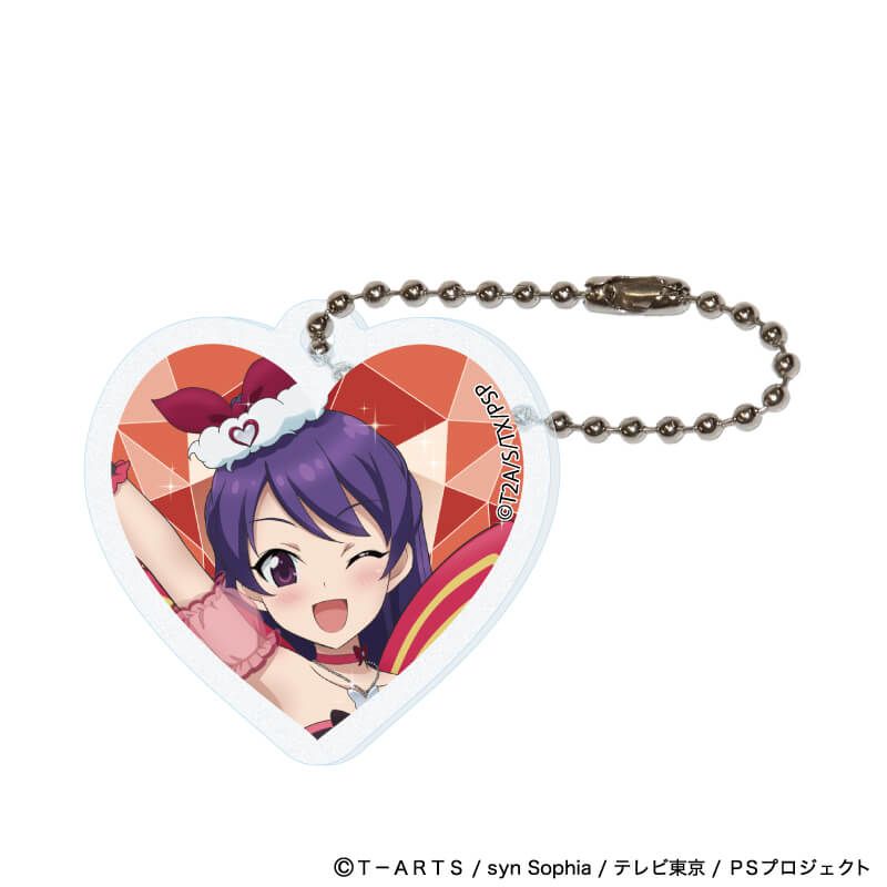 ハート形アクリルキーホルダー(ラメ入り)「プリティーシリーズ」01/コーデアレンジver. コンプリートセット(全7種)(描き下ろしイラスト)