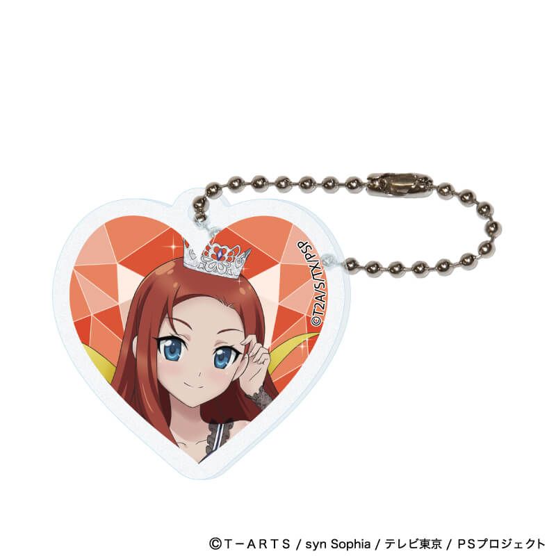 ハート形アクリルキーホルダー(ラメ入り)「プリティーシリーズ」01/コーデアレンジver. コンプリートセット(全7種)(描き下ろしイラスト)