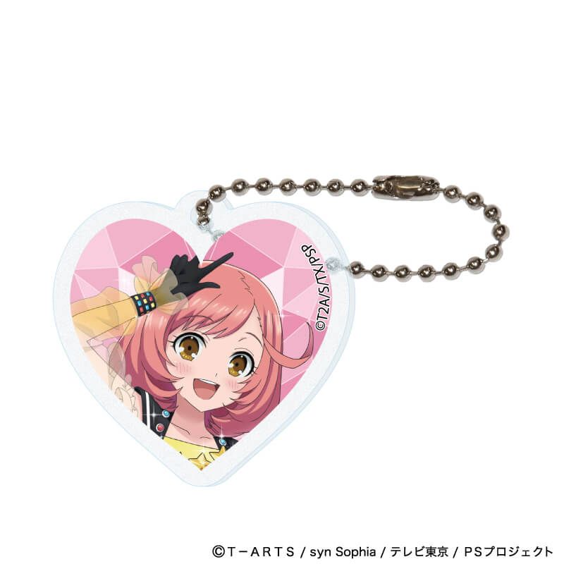 ハート形アクリルキーホルダー(ラメ入り)「プリティーシリーズ」01/コーデアレンジver. コンプリートセット(全7種)(描き下ろしイラスト)