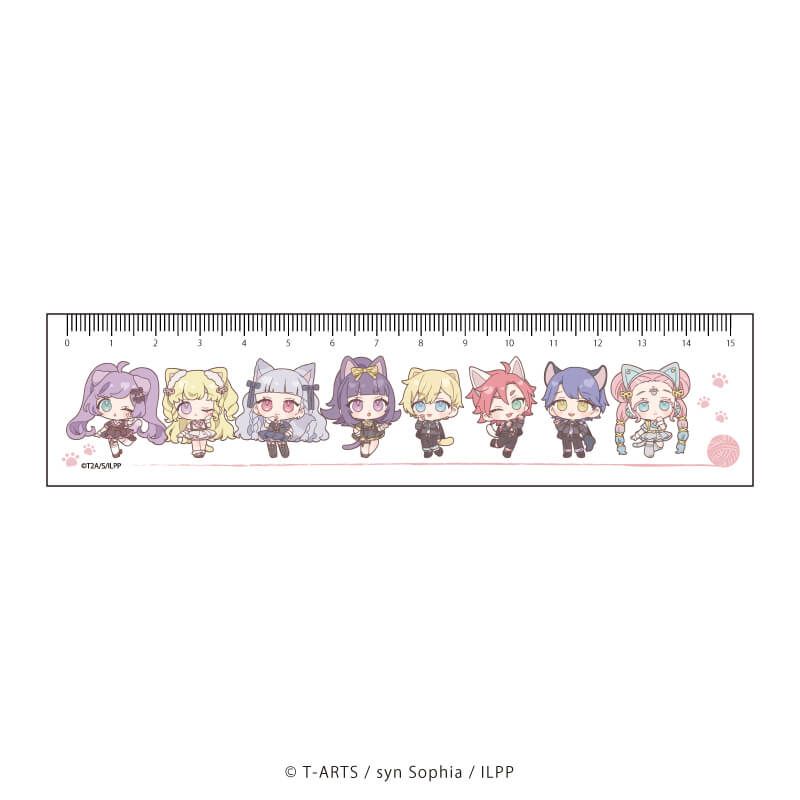 定規15㎝「アイドルランドプリパラ」01/整列デザイン 猫の日ver.(ミニキャライラスト)