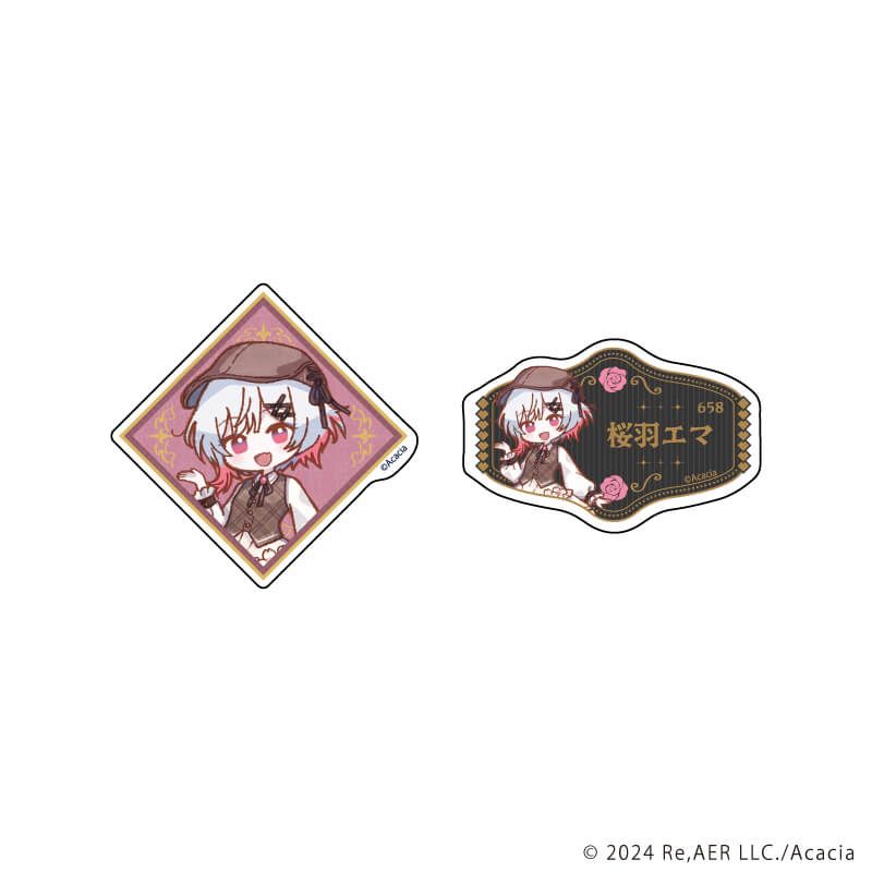 クリアステッカー ミニ2種セット「魔法少女ノ魔女裁判」01/桜羽エマ カフェ店員ver.(レトロアートイラスト)