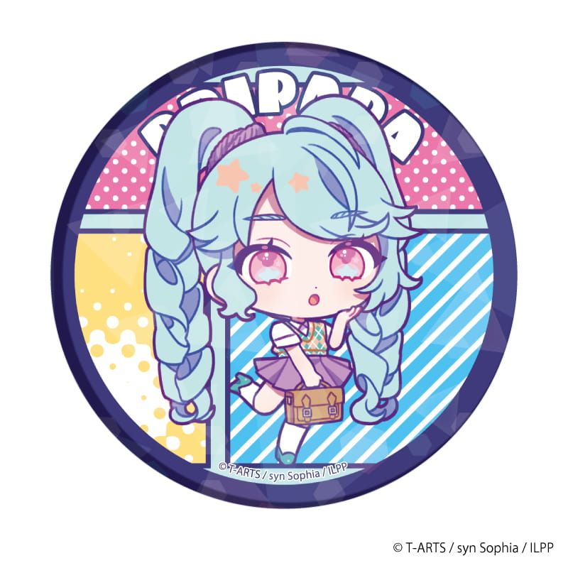 ホログラム缶バッジ(65mm)「アイドルランドプリパラ」02/アメリカンポップver. コンプリートBOX（全10種）(ミニキャライラスト)