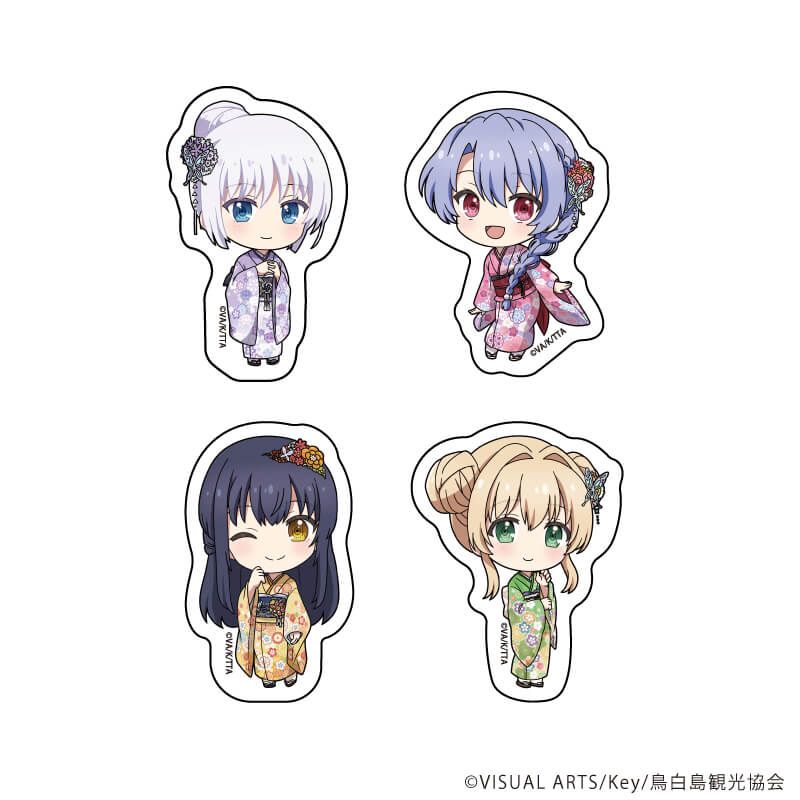 フレークシール(4枚セット)「TVアニメ『Summer Pockets』」01/集合デザイン 着物ver.(ミニキャライラスト)