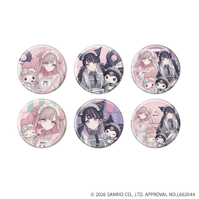 缶バッジ「赤倉×サンリオキャラクターズ」05/マイメロディ&クロミver. コンプリートセット(全6種)(コラボイラスト)