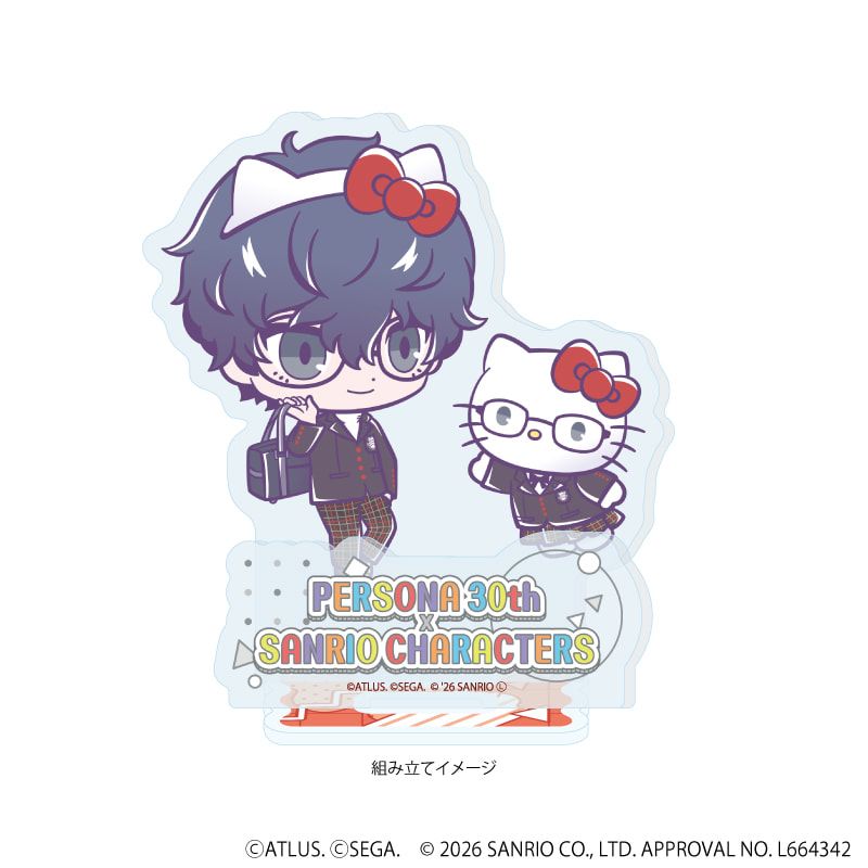 アクリルスタンドプレート「P30th×サンリオキャラクターズ」07/P5主人公・ハローキティ(コラボイラスト)