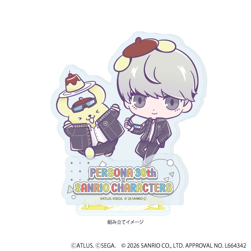 アクリルスタンドプレート「P30th×サンリオキャラクターズ」06/P4主人公・ポムポムプリン(コラボイラスト)