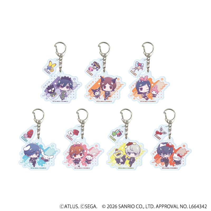 パーツ付きアクリルキーホルダー「P30th×サンリオキャラクターズ」01/コンプリートセット(全7種)(コラボイラスト)