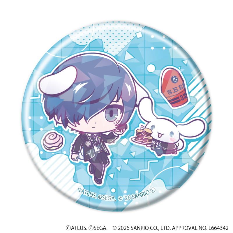 ホログラム缶バッジ(57mm)「P30th×サンリオキャラクターズ」01/コンプリートセット(全7種)(コラボイラスト)