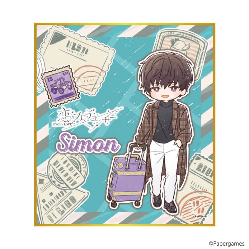 ミニ色紙「恋とプロデューサー～EVOL×LOVE～」38/シモン 旅行デートver.(グラフアートイラスト)