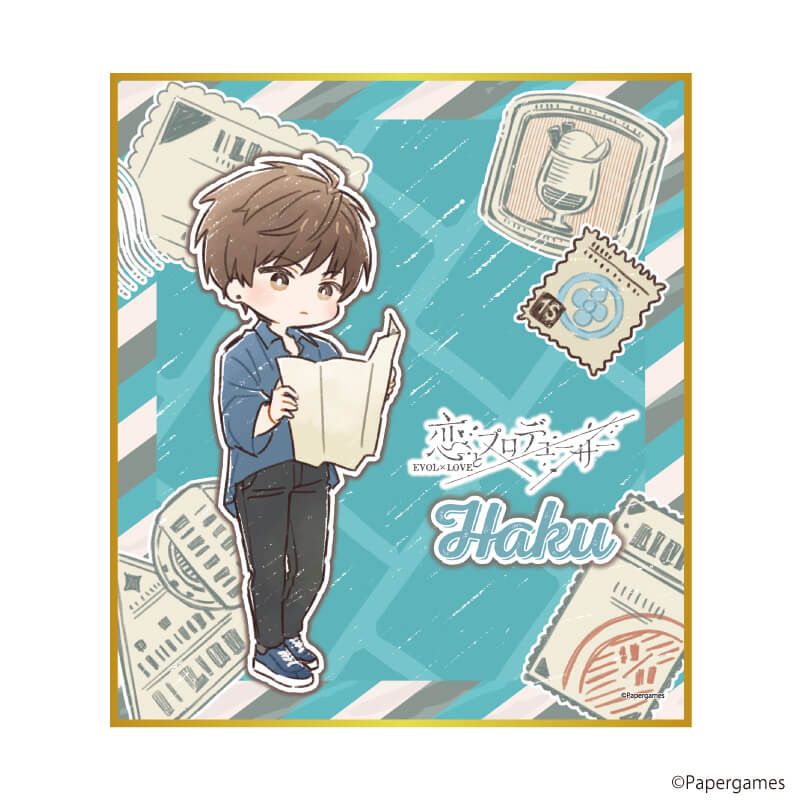 ミニ色紙「恋とプロデューサー～EVOL×LOVE～」37/ハク 旅行デートver.(グラフアートイラスト)