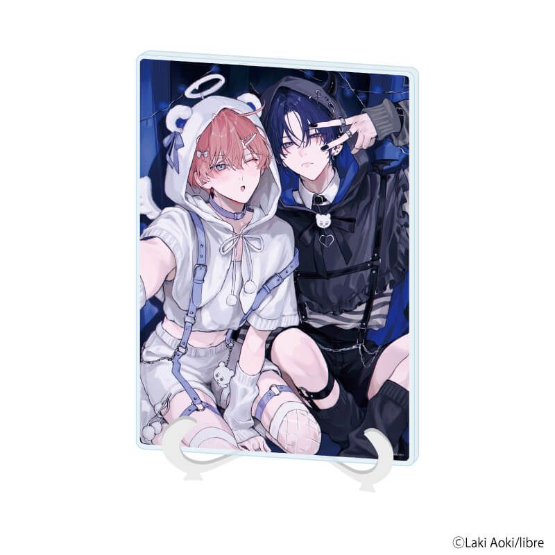 アクリルアートボード(A5サイズ)「青木らき先生」01/「箱推しBLフェア～アイドルたちとのカフェタイム～」(公式イラスト)