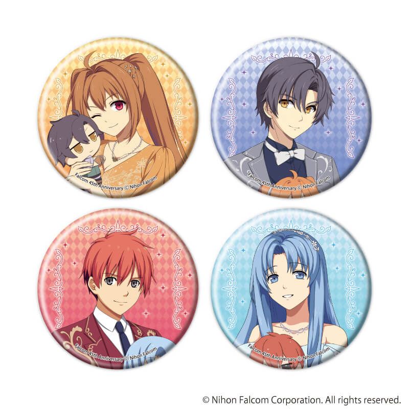 缶バッジ「ファルコム45周年」01/コンプリートセット(全4種)(描き起こしイラスト)