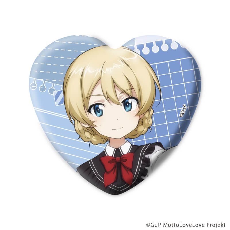 ハート型缶バッジ「ガールズ＆パンツァー もっとらぶらぶ作戦です！」01/制服アレンジver. コンプリートセット(全6種)(描き下ろしイラスト)