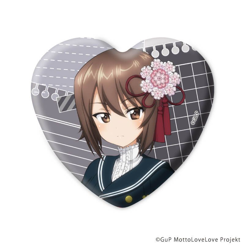 ハート型缶バッジ「ガールズ＆パンツァー もっとらぶらぶ作戦です！」01/制服アレンジver. トレーディング(6種)(描き下ろしイラスト)
