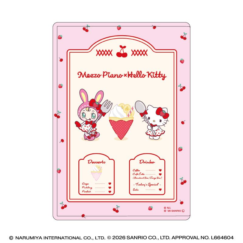 キャラクリアケース「メゾピアノ×ハローキティ」01/パターンA(コラボイラスト)
