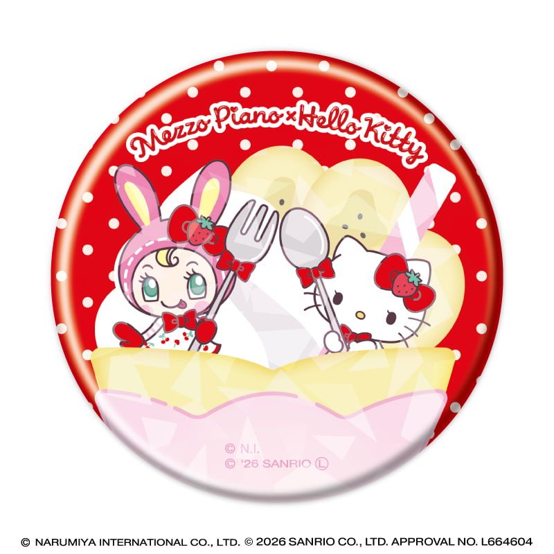 ホログラム缶バッジ(57mm)「メゾピアノ×ハローキティ」01/コンプリートセット(全6種)(コラボイラスト)